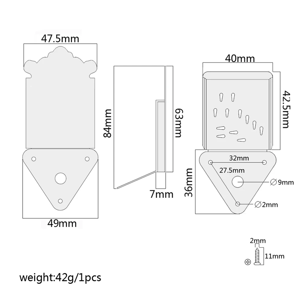 Mandolina triangular de Metal, pieza trasera plateada, placa de cubierta extraíble duradera, cambios rápidos de cuerdas, mejora el volumen del tono, piezas de guitarra