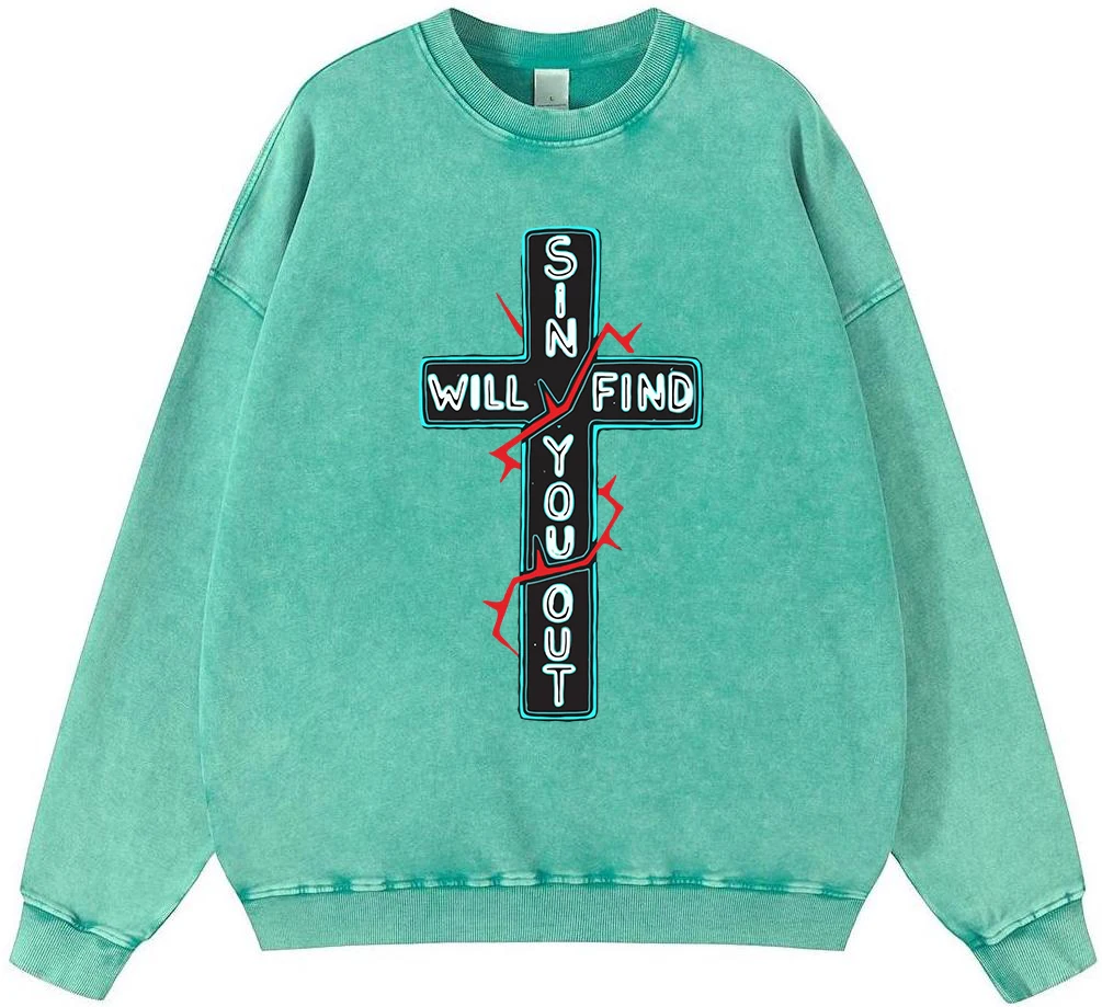 

Cross Pattern Design Girl Vintage Washed Cotton Sweatshirt Autumn Fur-Liner Pullover Simple Hoodie Street Quality