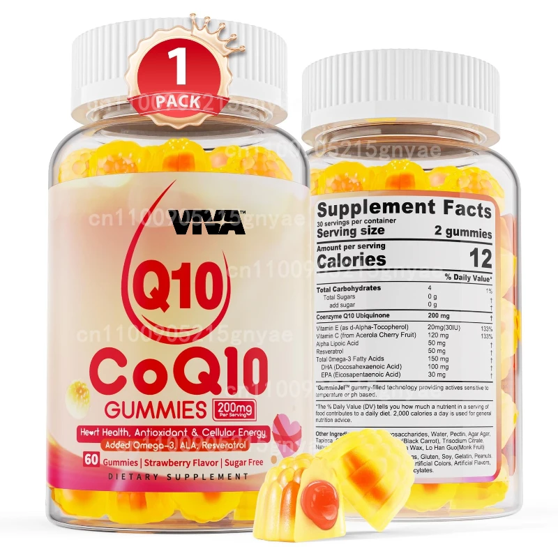 

CoQ10 Gummies, Sugar Free Coenzyme Q10 Vitamins, Muscle and Bone Energy | Super High Absorption, Cellular Energy, Antioxidants