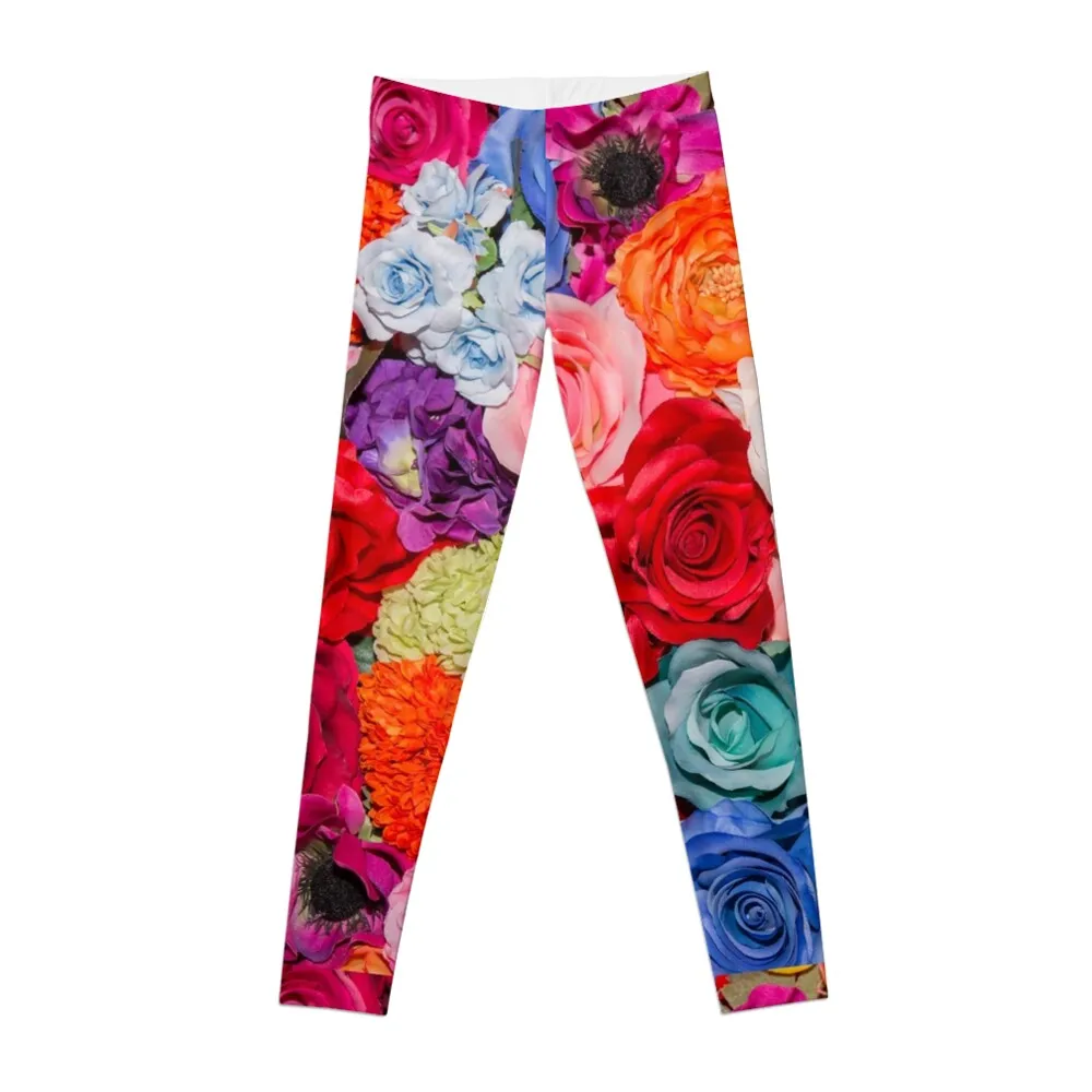 

Rainbow Roses Blooming Leggings high waist sports for push up sportswear gym Womens Leggings