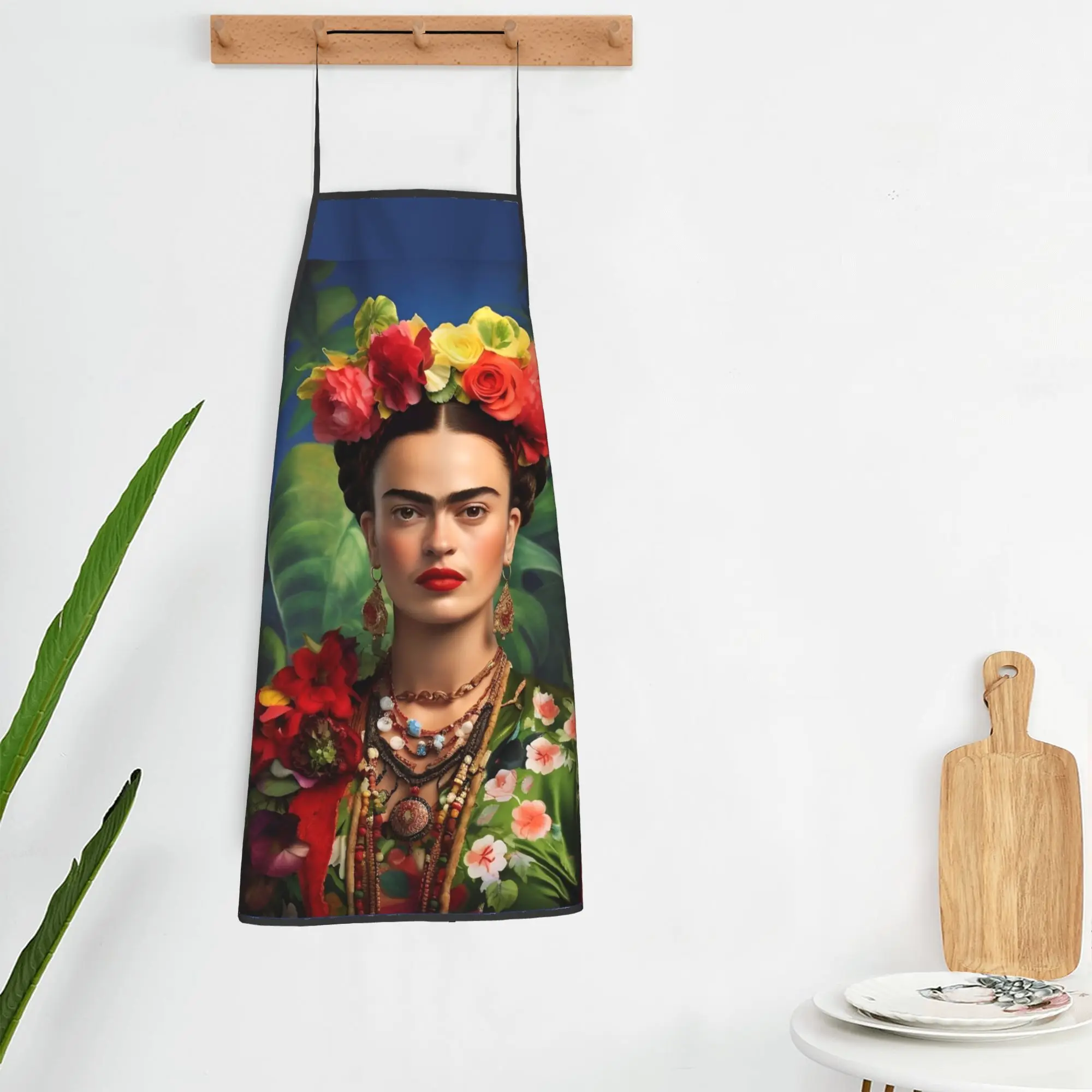 F-Frida K-Kahlo ARTWORK Polyester Apron  52*72cm Kitchen Grill Bib Tablier BBQ Dinner Party Pinafore for Chef Barista view 4