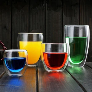 350ml Dual Wall Glass Cup Transparent Handcrafted Handcrafted Heat TEA Cup Mini Cip of whiskey 100 degrees centigrade Coffee Express 10 Main Sales Whiskey Cup - №9