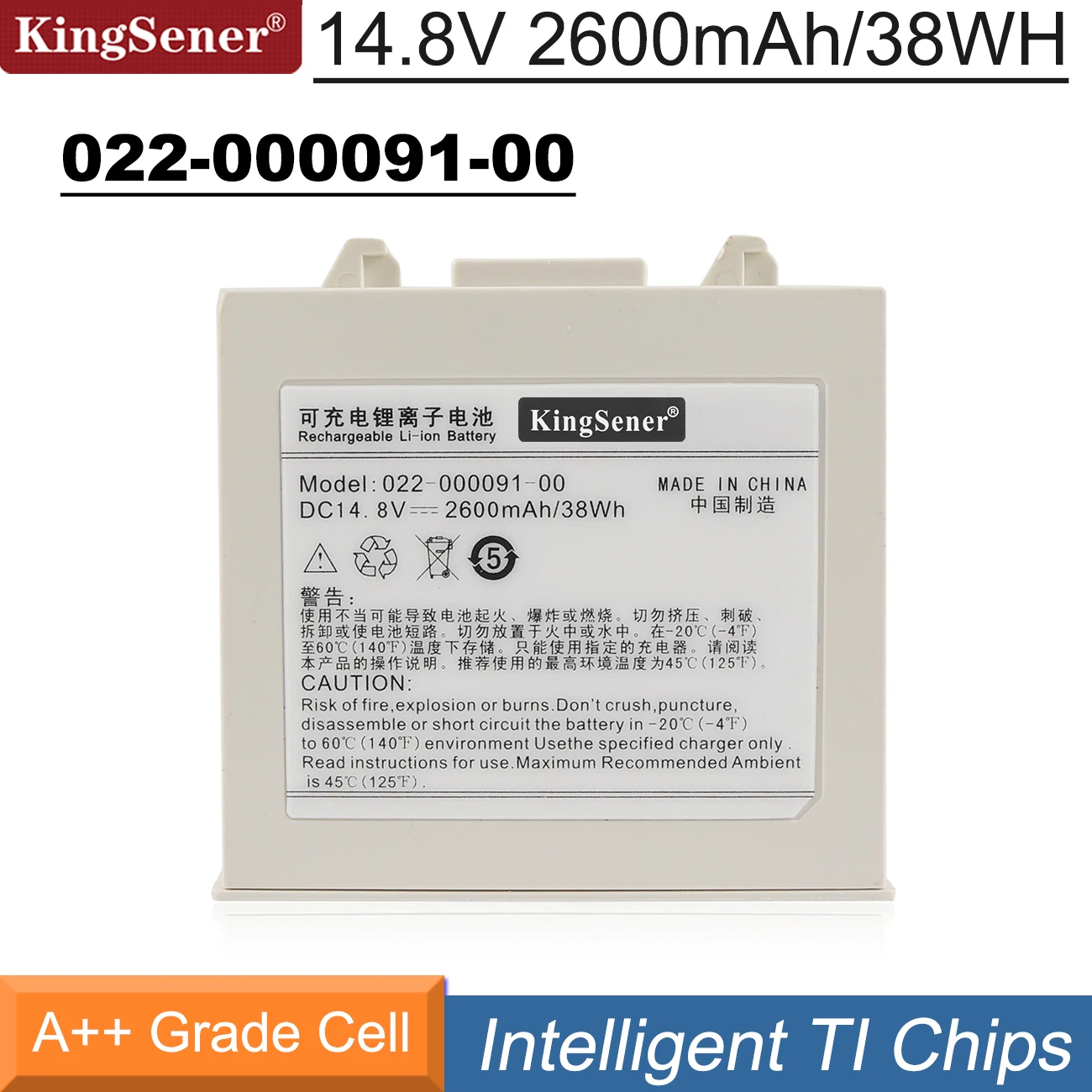 

KingSener 022-000091-00 Replacement Li-ion Battery For Comen C100 Moniteur patient cardiovasculaire battery 14.8V 2600mAh/38WH