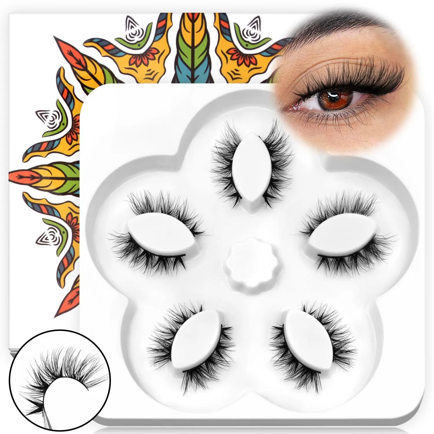 Outer Corner Deepening Dense Thick Cat Eye Cluster Lashes 5 Pairs Stereo Fluffy Soft DIY Eyelash Extension