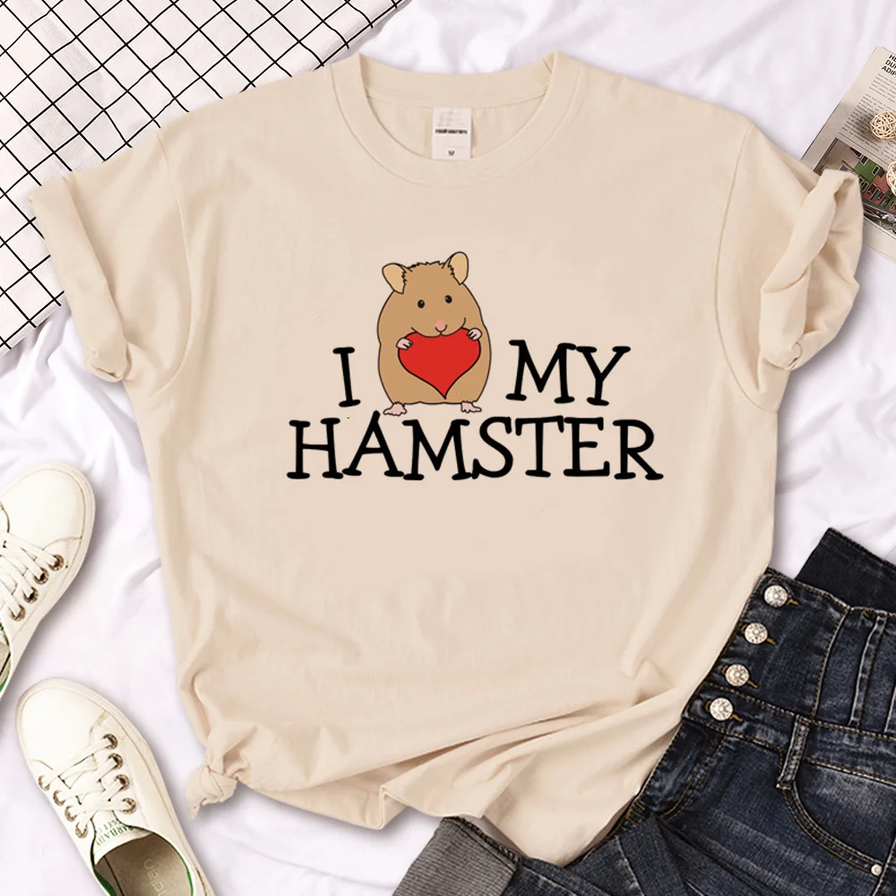 Hamster t shirt women Japanese anime top girl anime clothing