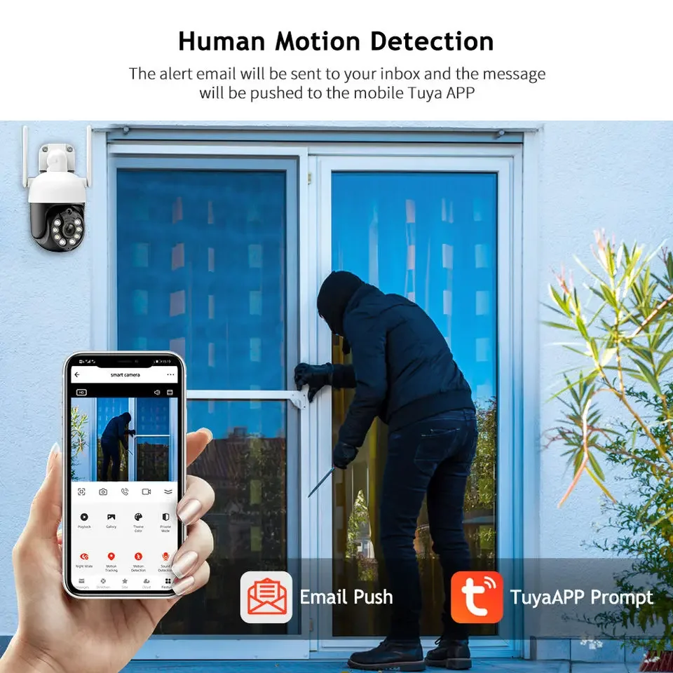 人間動作追跡TuyaワイヤレスWifi PTZカメラNVRキット3MP 8chセキュリティカメラシステム