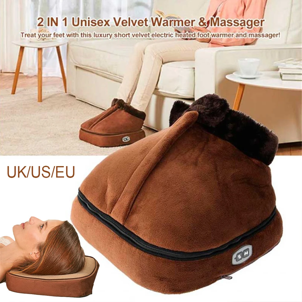 

Foot Warmer Massager 2 In 1 Electric Foot Heater Massager Non-slip Waterproof Massage Boot Soft Inner Heating Foot Warmer for