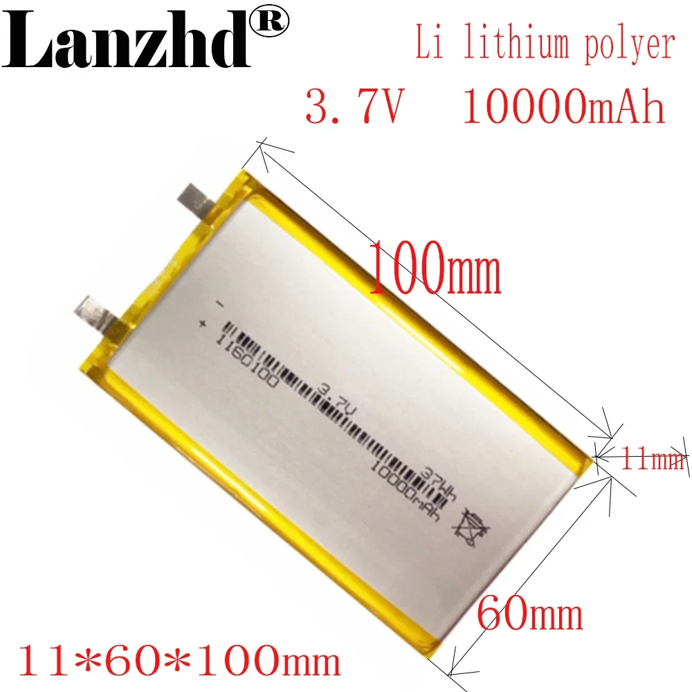 1-12pcs 1160100 Li lithium Batterie 10000mAh 3.7 V Li-po Rechargeable batteries For Tablet PC Power Bank MP4 battery