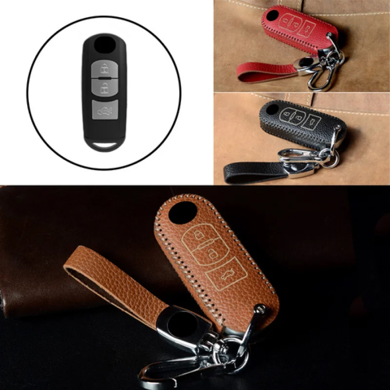 

A+ Genuine Leather Car Key Fob Case Cover Bag For Mazda 2 3 5 6 CX-5 CX-3 CX-9 CX-7