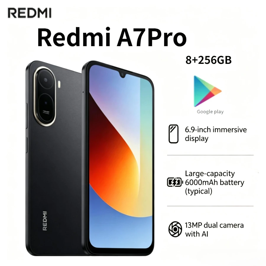 2026 Redmi A7 Pro International Edition, 6.9-inch display, 6,000 mAh long-lasting battery, Android operating system, 8+256GB