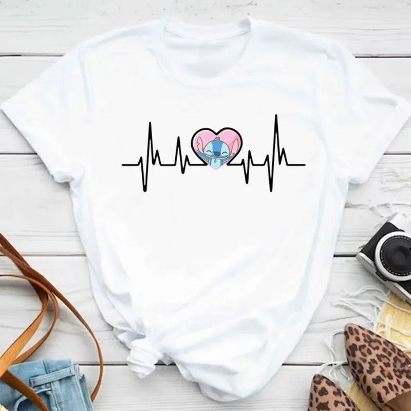 Summer Disney Kawaii Lilo Stitch Funny Cartoon Children Cotton T Shirt Stitch Cute Manga Graphic Kid Tshirt Streetwear Top Tees