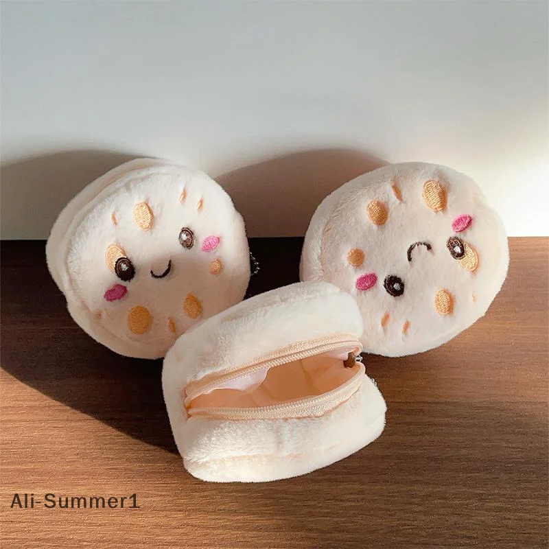 Monedero de felpa con raíz de loto de dibujos animados, colgante para auriculares, lápices labiales, bolsa de almacenamiento, llavero versátil, mochila, decoración colgante, 1/2 Uds.