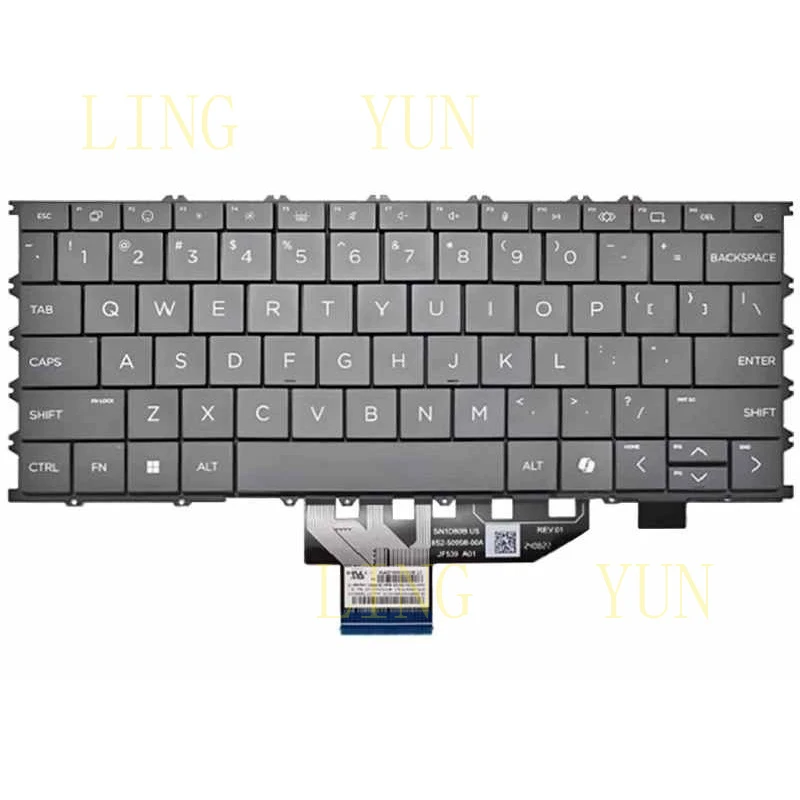 

Z New for HP OmniBook X Flip 16 2-in-1 16-AS 16-AR 16-BE US KEYBOARD BACKLIT Gray
