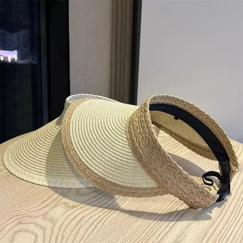 Summer Sun Protection: Straw-Woven Foldable Sun Hat, Open-Top Hat for Outdoor Activities, Versatile Sun Hat