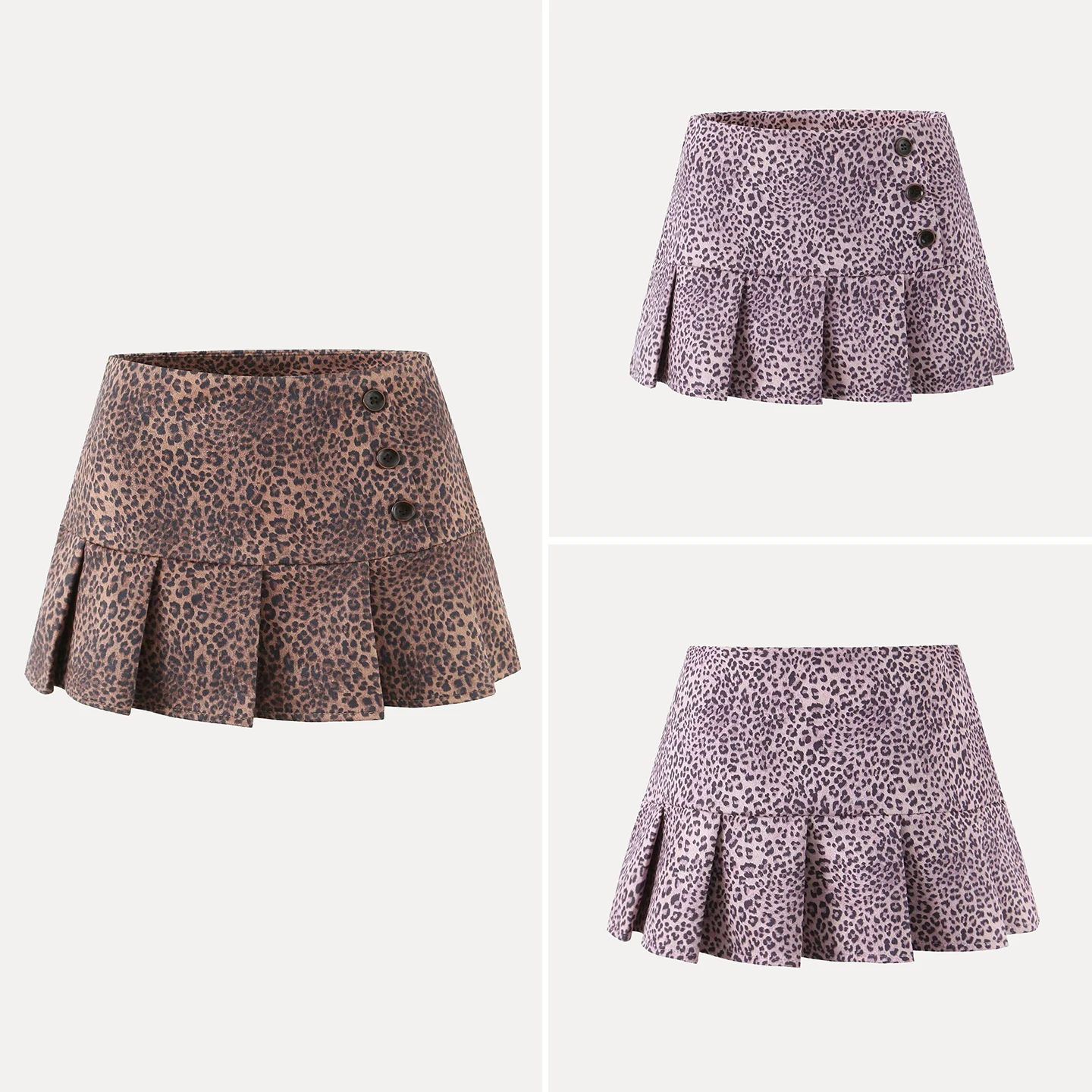 

Faionable Retro Leopard Print Pleated Skirt Women's Inner Se Pants mid Waist Stand Fit Daily Wear Winter 2025