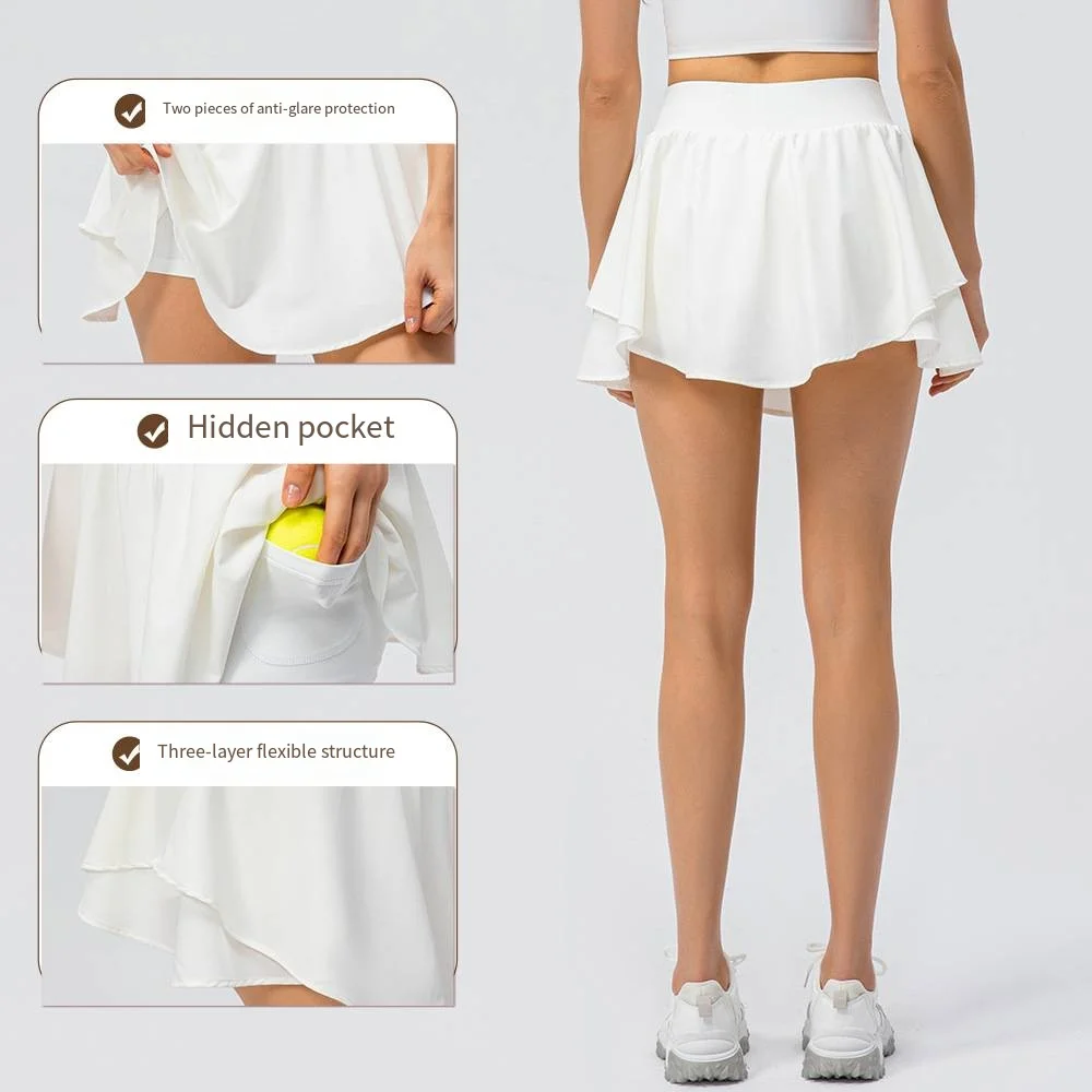 

New Loose Women Sport Skirt Fashion Confort Yoga Running Irregular Skirt Tennis Badminton Golf Sport Short Pants Skirt