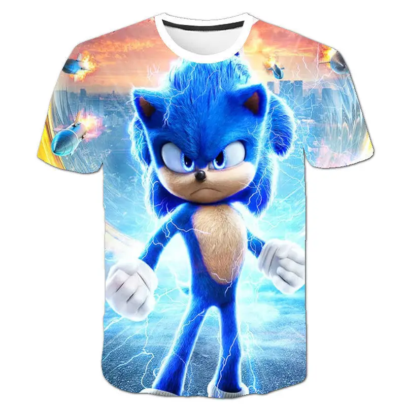 2026 Anime Character Sonic Printed Adult Children T-shirt Gift Y2k Shirt Parent Child Matching Men Women Street Fashion Shirt