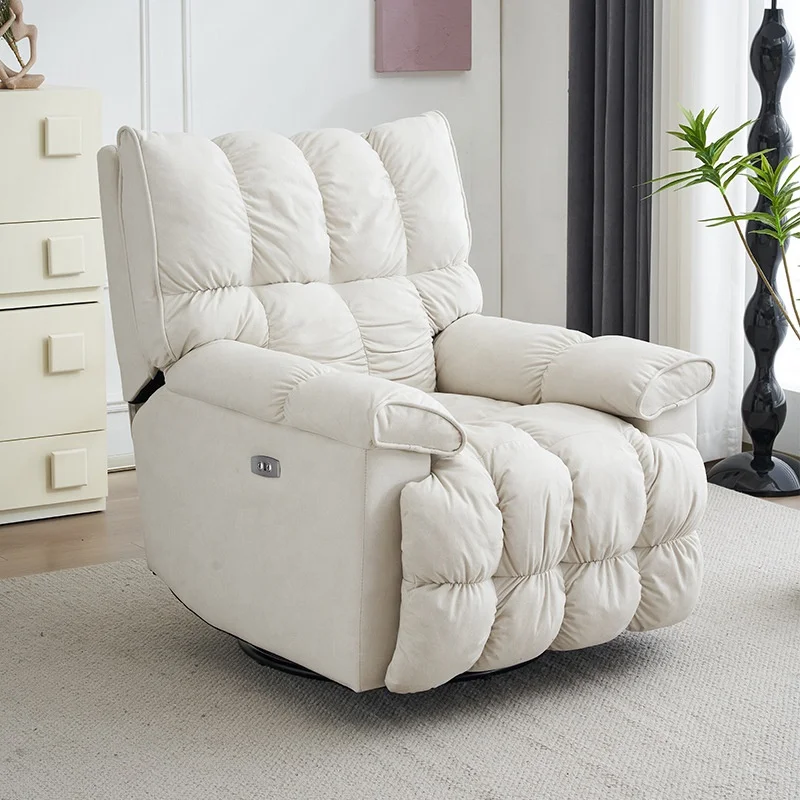 Modern Leather Electric Recliner Chair Comfort Square Arm Upholstered Power Swivel Glider Single Recliner Sofa