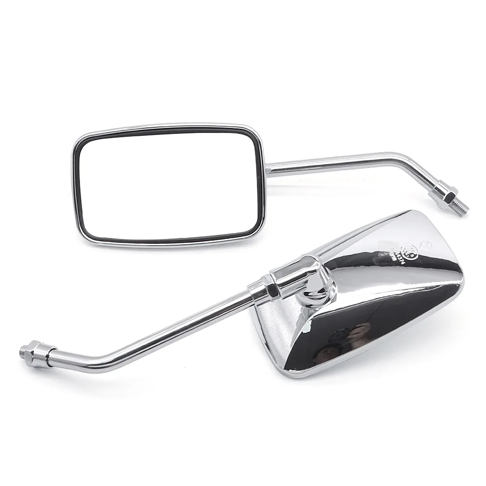 2PCS Chrome 10mm Motorcycle Mirrors Rearview Side Mirror Cafe Racer Old School Bobber Touring Dirt bike