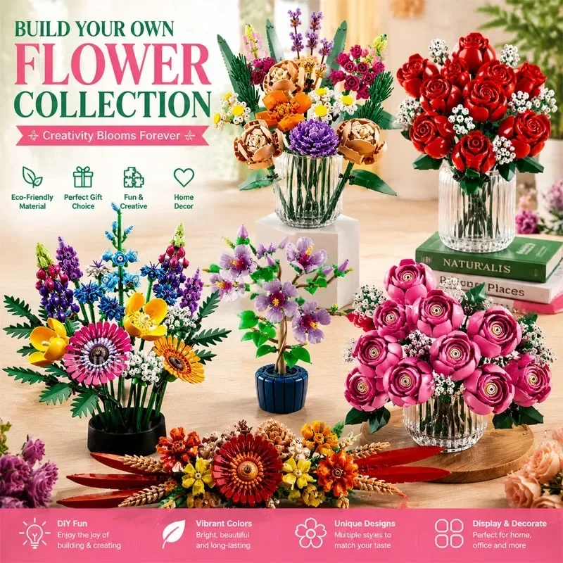 Künstliche Rose und Lilie DIY 3D-Blumenarrangement-Set 3D Ewige Blumenmodell-Kollektion Valentinstagsgeschenk Heimdekoration – Detail 7
