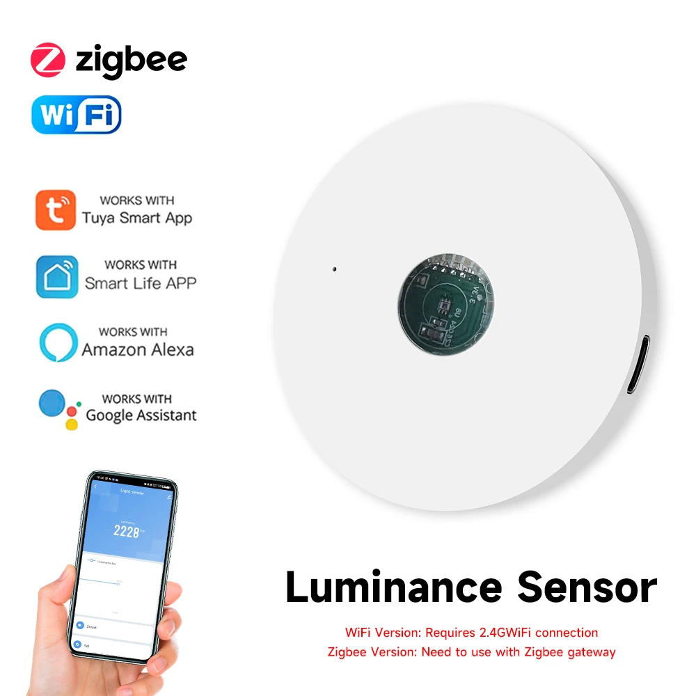 WiFi/Zigbee Smart Luminance Sensor การตรวจจับแสง Tuya Smart Life Home Automation สําหรับ Amazon Alexa Google Assistant