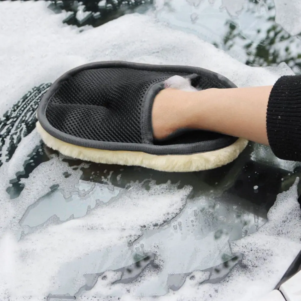 Waterproof Car Wash Gloves Scratch Free Thicken Double Side Car Wash Gloves Microfiber Wear-resistant Car Cleaning Tool