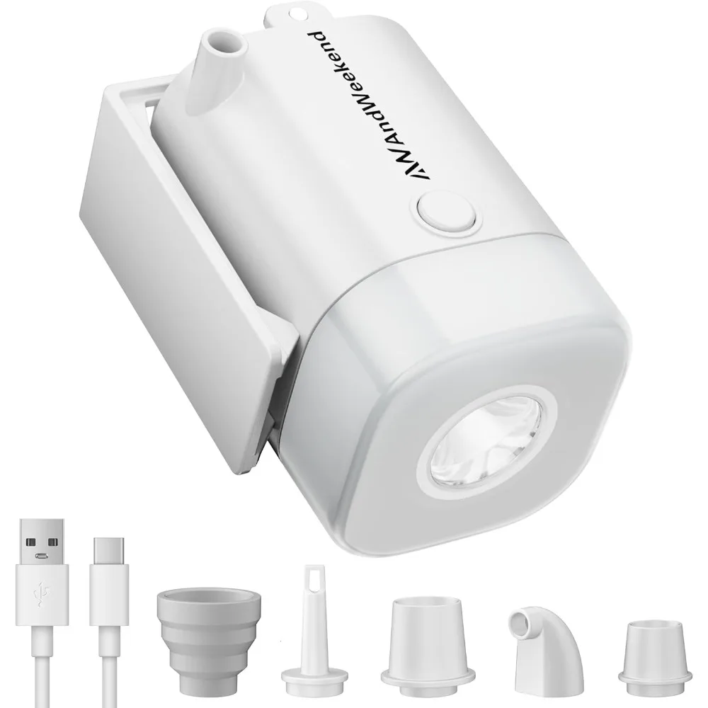 

Portable Air Pump with Built-in LED Light, Suitable for Inflating Air Mattresses, Pool Floats, and Sleeping Mats