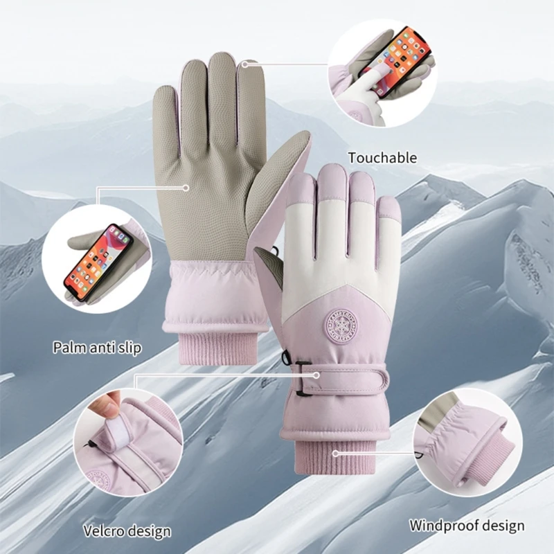 ถุงมือฤดูหนาวหน้าจอสัมผัสความร้อนถุงมือสกีWindproof WARM Mittensสำหรับเล่นสกีสโนว์บอร์ดพลั่วขี่จักรยานเดินป่า