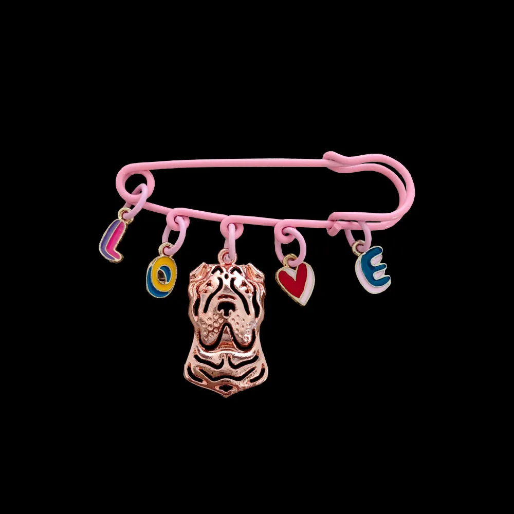 Lovely Pit Bull Breastpin Chinese Shar Pei Dog Brooch Pins Lowchen Puppy Style