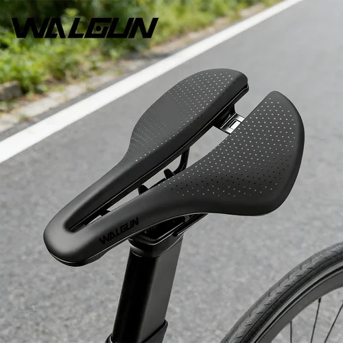 WALGUN-sillín de bicicleta hueco, cómodo asiento de bicicleta de carretera, asiento montable para bicicleta de carreras de 250x155mm, accesorios de cuero para bicicletas