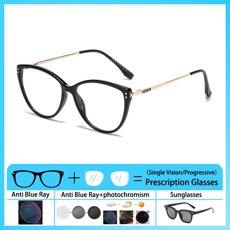 

Plain Prescription Multi-functional Glasses Ultra-Light Blush Cold Brown Anti Blue Ray Photochromic Eyeglasses Round Metal Frame
