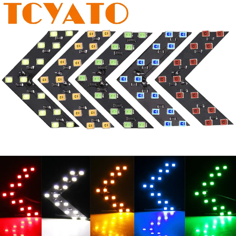 TCYATO 10PCS 14-light Car LED Hidden Turn Signal, Rearview Mirror Arrow Light, Brake Light and Reverse Light