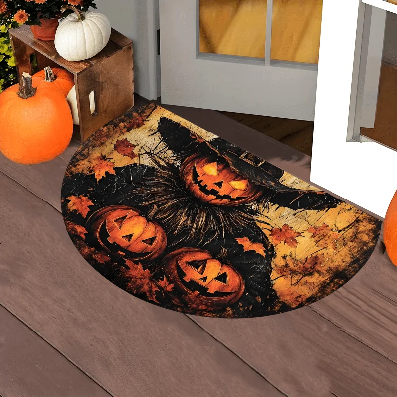 Thanksgiving Gnomes Half Moon Autumn Decor Door Mat Pumpkin Maple Leaves Welcome Carpet Indoor Outdoor Home Entrance Floor Mat