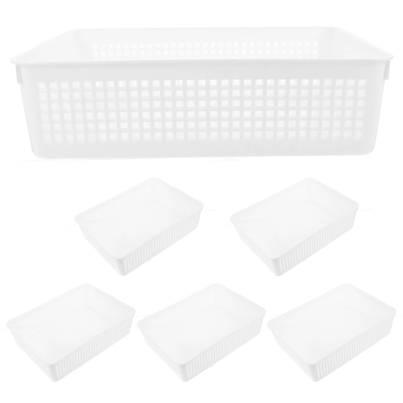 

6pcs Plastic Basket Countertop Sundries Organizer Large Capacity Container Desktop Holder Office Home Study