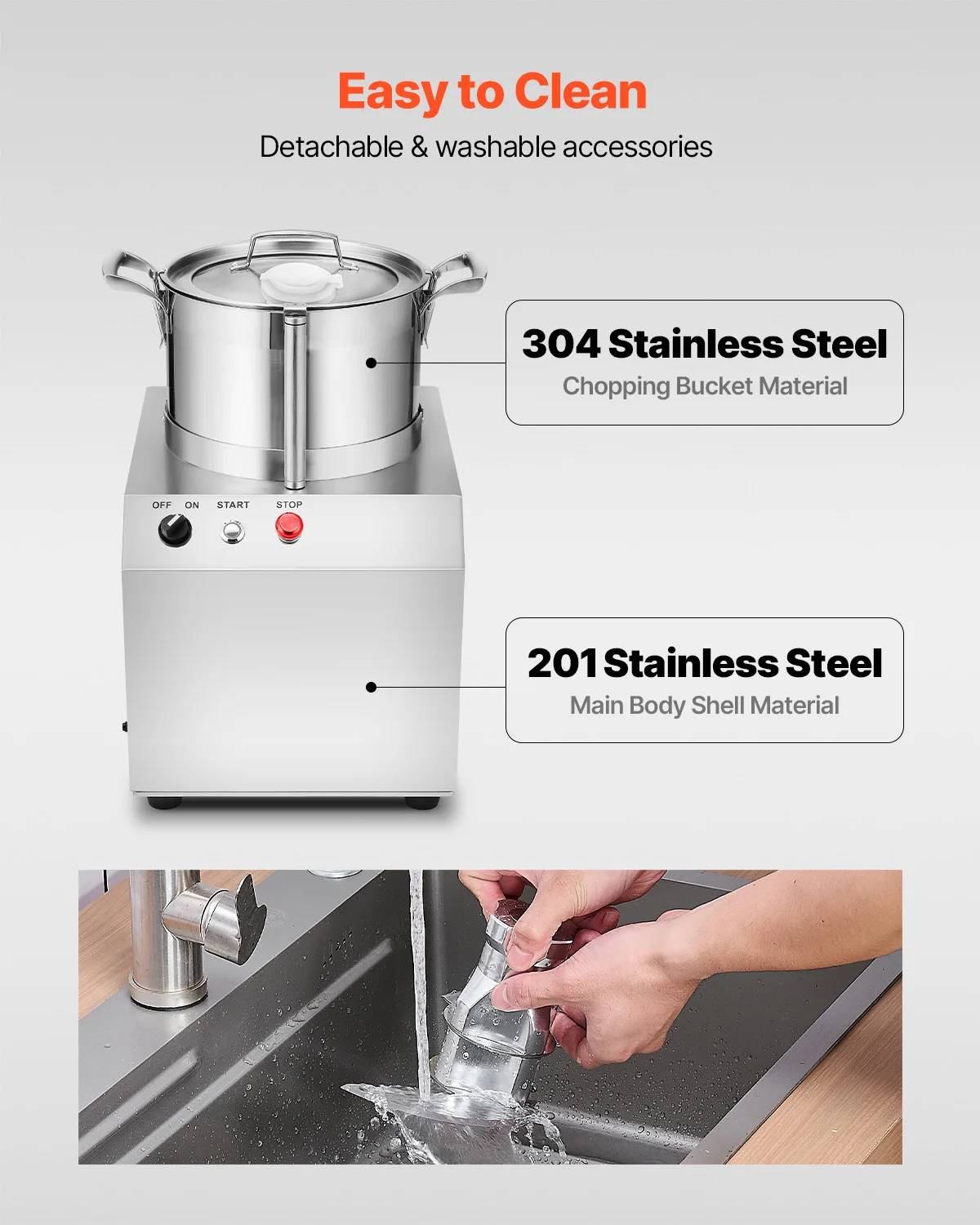 SucceBuy 6 10 15L フードプロセッサー & ベジタブルチョッパー 食品グレードのステンレス鋼フードプロセッサーチョッパー、追加のS字型ブレード2個付き