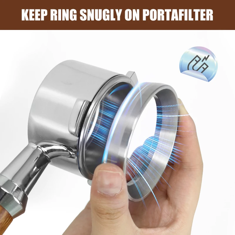 Coffee Dosing Ring Intelligent Aluminum Alloy Magnetic Powder Ring 51MM 53MM 58MM Funnel For Brewing Bowl Barista Accessories