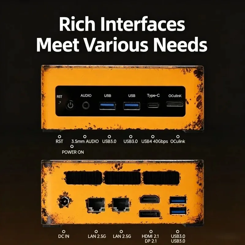 Ryzen AI5 340 AI Series Mini PC, Damaged Styling Micro Desktop Computer for Office Use High Performance
