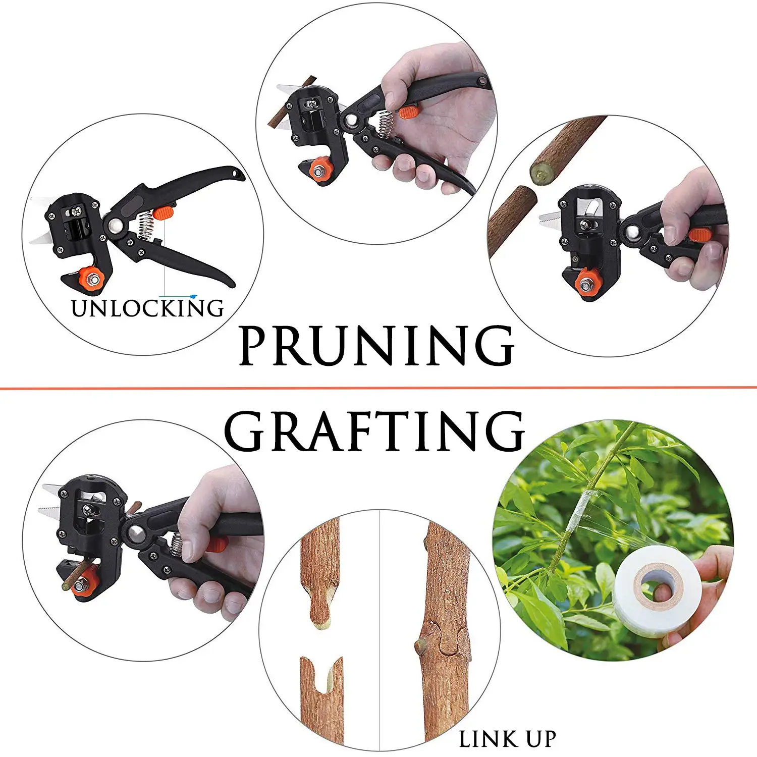 2 In 1 Garden Grafting Tools Pruner Kit 2Cm 3Cm Grafting Film Grafting Scissors Plant Branch Vine Fruit Tree Cutting Tool Kits