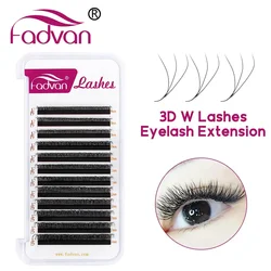 Fadvan-extensiones de pestañas 3D prefabricadas, pestañas individuales de visón falso, Natural, suave, negro, estilo W, 0,07 D