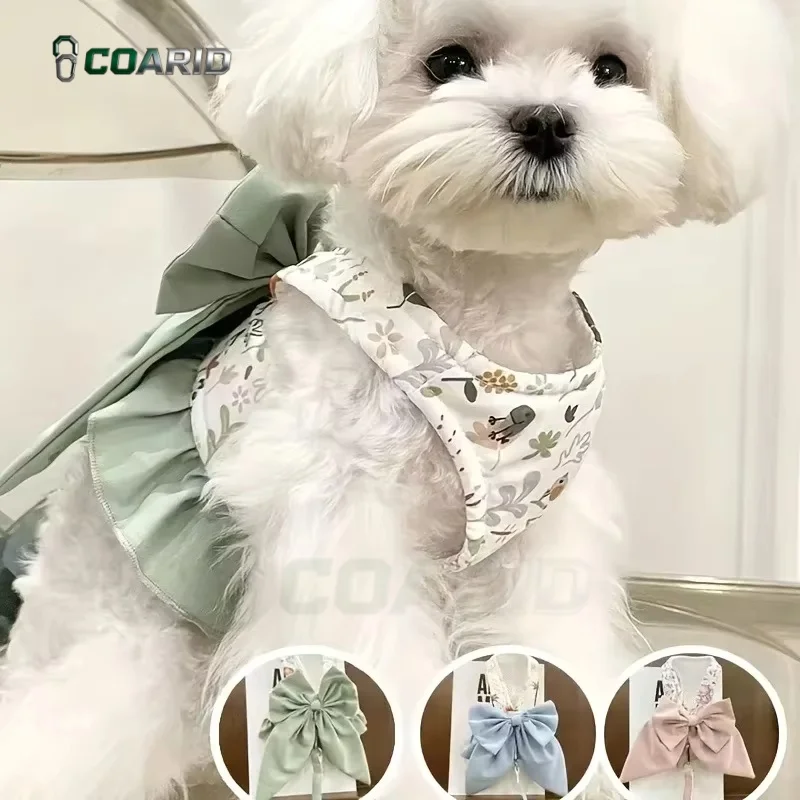 

Adjustable Cute Floral Dog Harness with Bow Soft Pet Vest Fashionable Chest Strap for Small Dogs Chihuahua Maltese