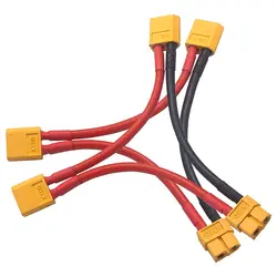 2PCS 14AWG XT60 Parallel Battery Connector 2-Male to 1-Female XT-60 Cable Dual Extension Y Splitter Harness Adapter for RC