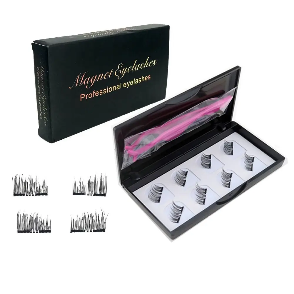 New Natural Look Magnetic Eyelashes Half Eye No Glue Magnetic Lashes with Tweezers 2 Magnets False Eyelashes