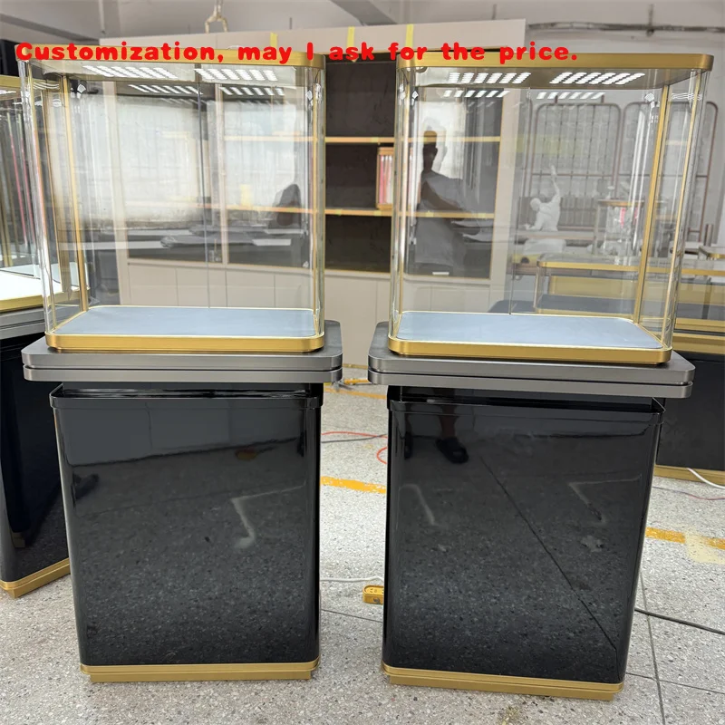 

custom.Luxury Frame Jewelry Showcase Display Cabinet with LED Lighting Tempered Glass Jewelry Showcase Store
