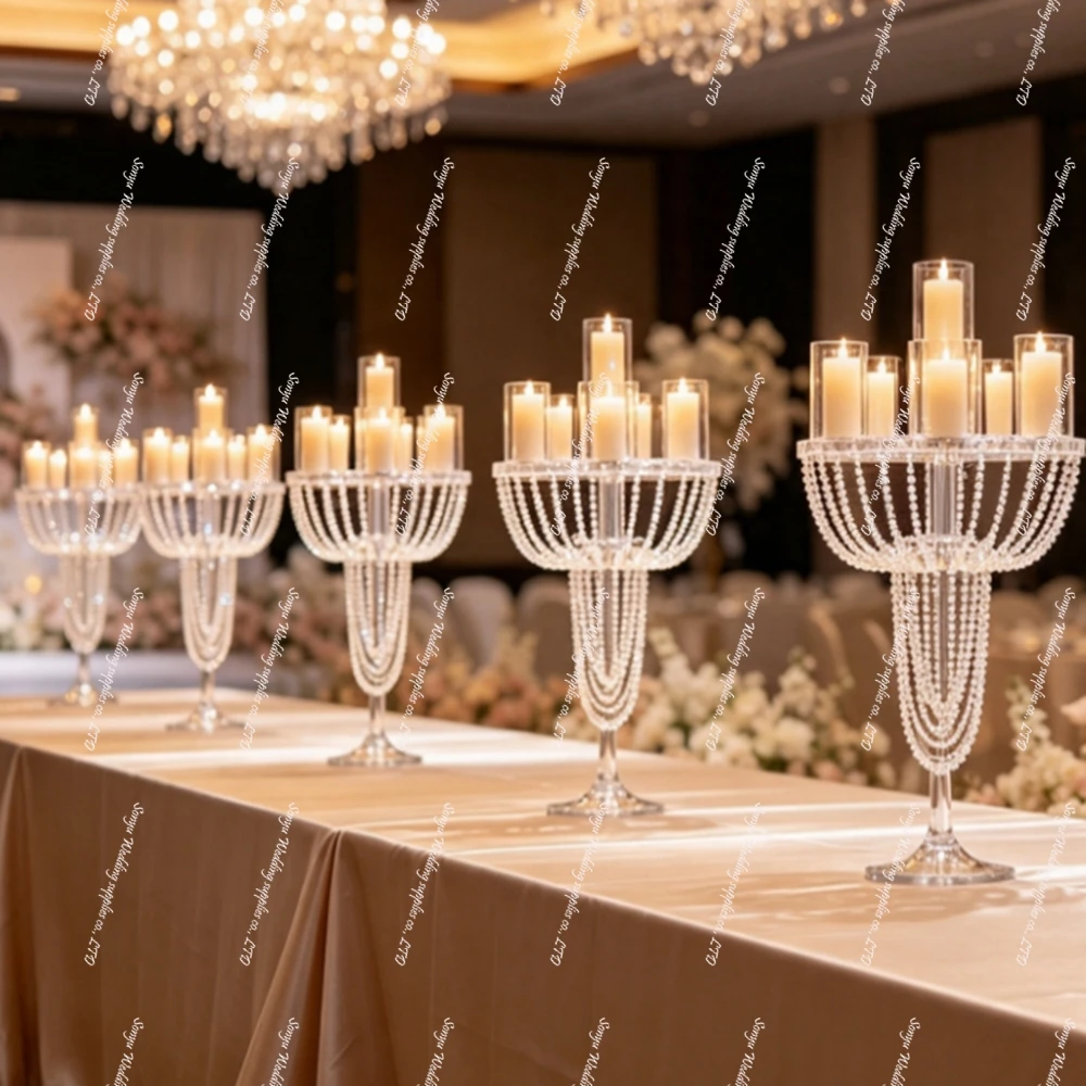 Candle Supplies For Sale - 60-120cm 6個入り 工場直販 アクリル製燭台 ウェディング通路用キャンドルスタンド リビングルーム用シャンデリア