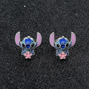 Liontin Telinga Lilo & Stitch Kartun Disney Anting-anting Logam Jahitan Kawaii Aksesori Perhiasan Wanita Halus Hadiah Pesta Anak Perempuan 12 gelang swa penjualan terbaik - №