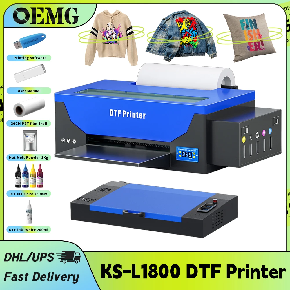

A3 KS-L1800 DTF Printer with Oven Direct to Film for Epson L1800 Small Business T-Shirt Shoes Cloth DTF Printing Machine