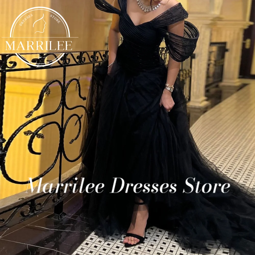 Marrilee Customized Off the Shoulder Sweetheart Side Silt Backless Sweep Train Floor LengthDresses For Formal Occasions