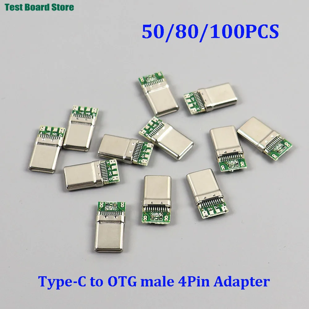 

50/80/100PCS Type-C to OTG male 4P with 5.1K resistance data power adapter 4 solder joint plug USB adapter