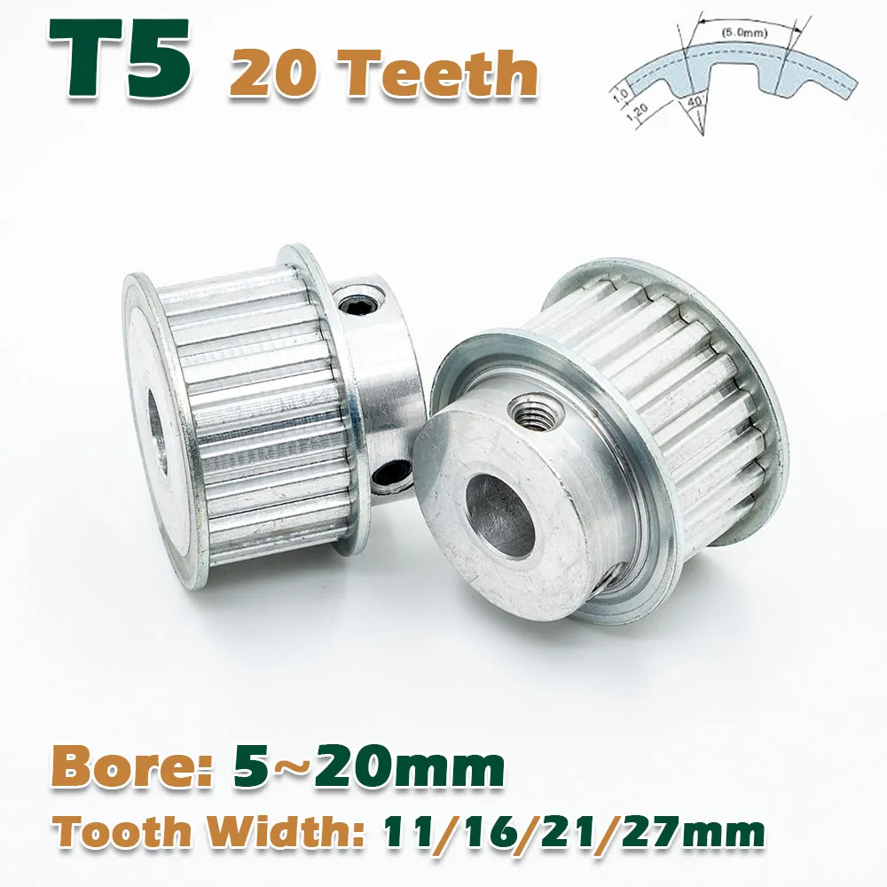 T5 20 Teeth BF Timing Pulley Bore 5~20mm 20T Tooth Width 11~27mm Transmission CNC 20Teeth Driving Wheel Pitch 5mm Synchro-pulley