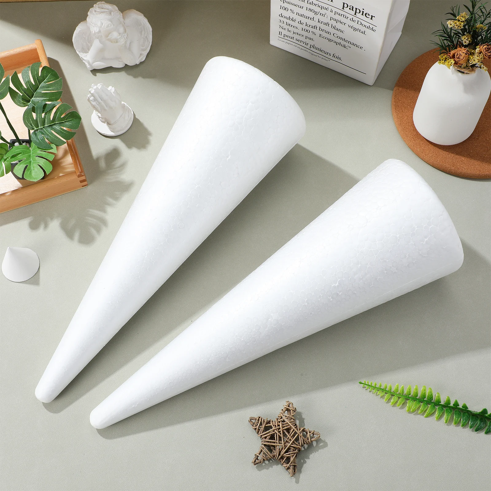 

2 pcs Cone Crafts for DIY Projects White Cones Craft Foam Tree Shapes Lightweight Cone Shaped Foam Floral Arrangements School